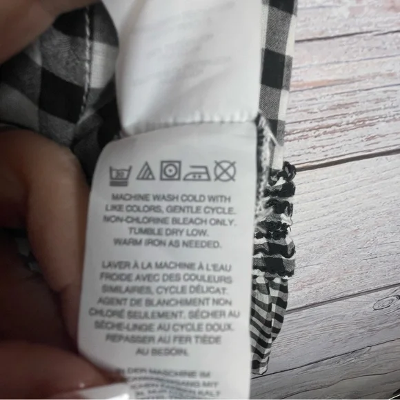 J Crew Gingham Blouse Size 10 Bell Sleeve Ruffles Cotton - Picture 12 of 16